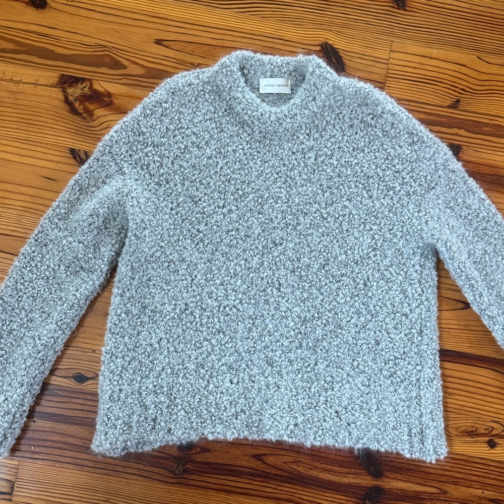 Christian Wijnants Antwerp  Light Gray Textured Sweater Mohair Virgin Silk